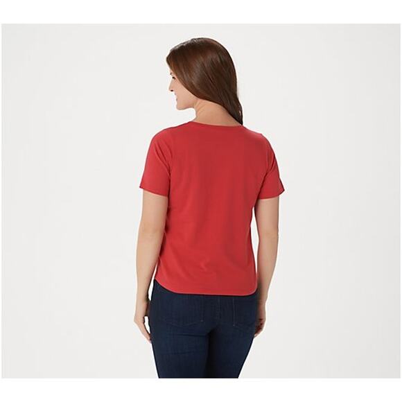 Bob Mackie Wearable Art Womens Scoopneck Shortsleeve Tee XS Black NWT - Picture 2 of 7